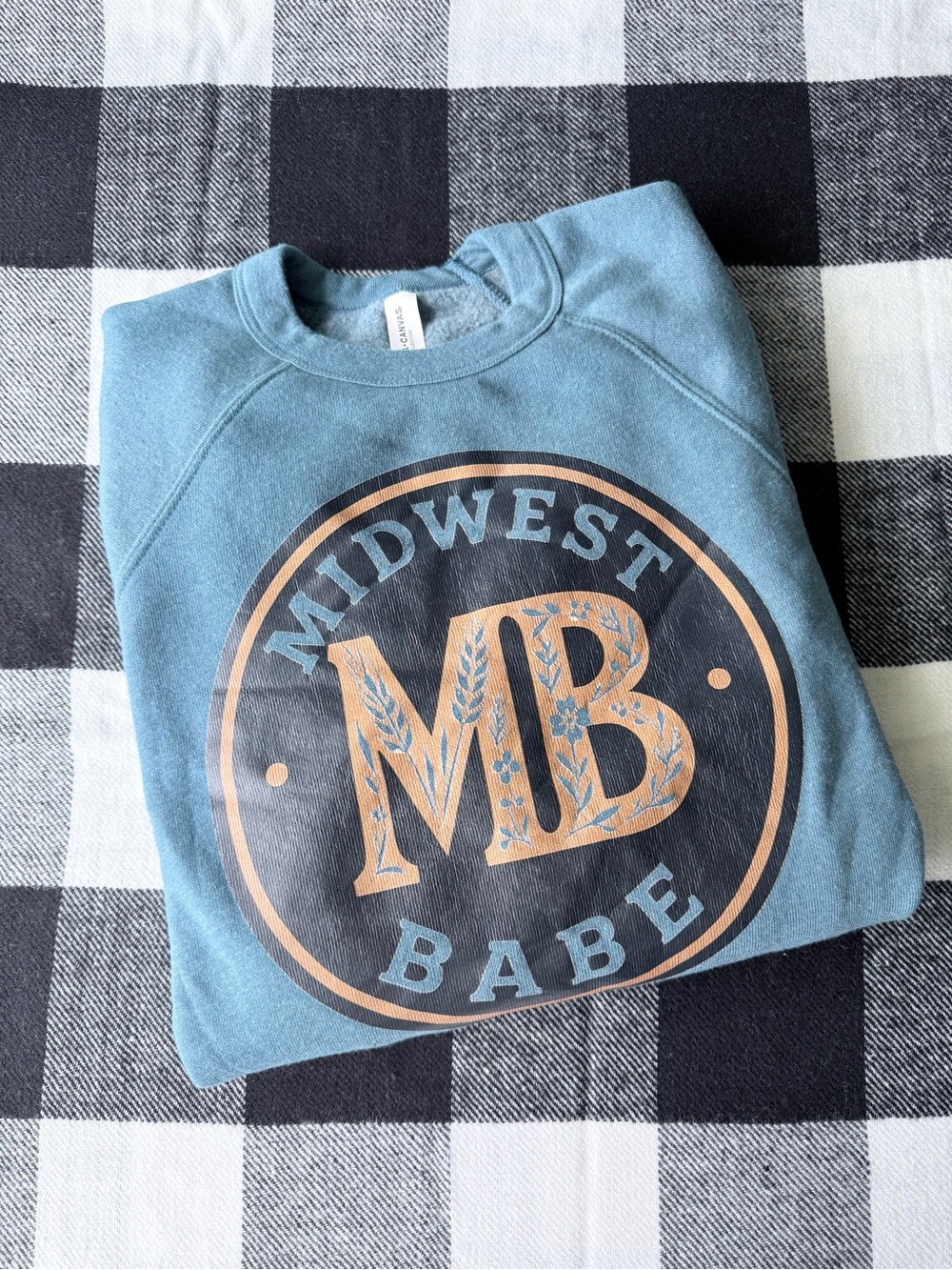 Bella Canvas Blue 'Midwest Babe' Graphic Sweatshirt